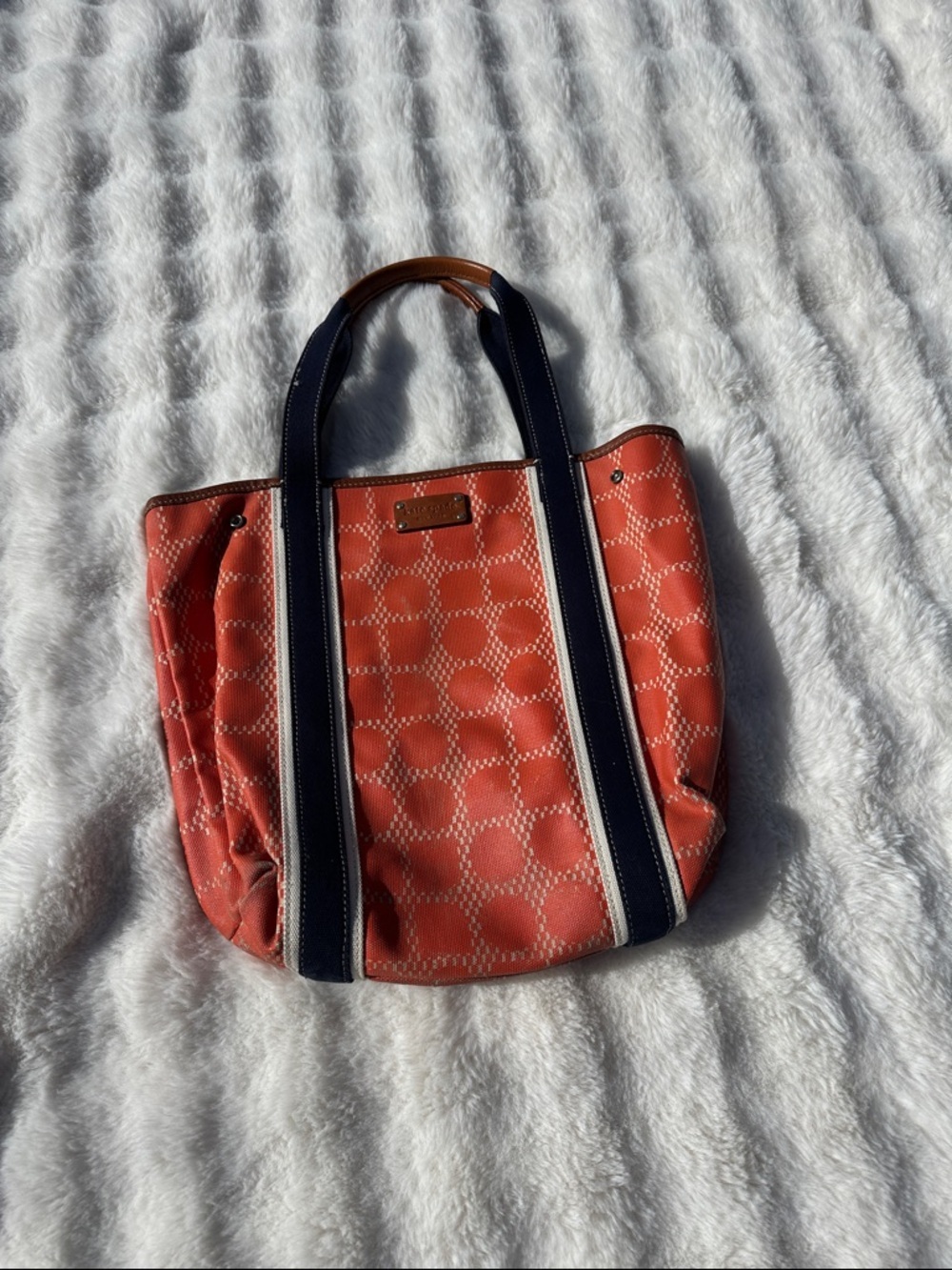Kate Spade Waverley Place Noel Orange Waxed Cotton Large Tote Bag